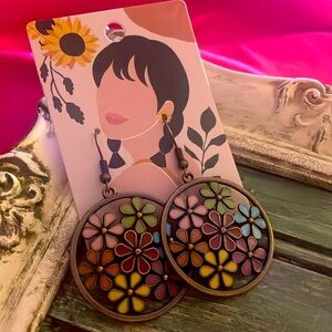 Colorful flower earrings